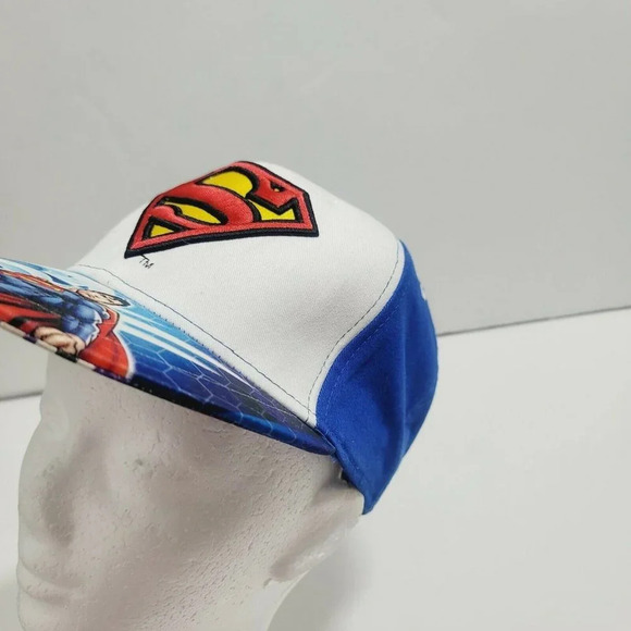 Dc Comic Men's Superman Hat Back Snap Button & Top Solid Blue/White OS - Picture 3 of 7